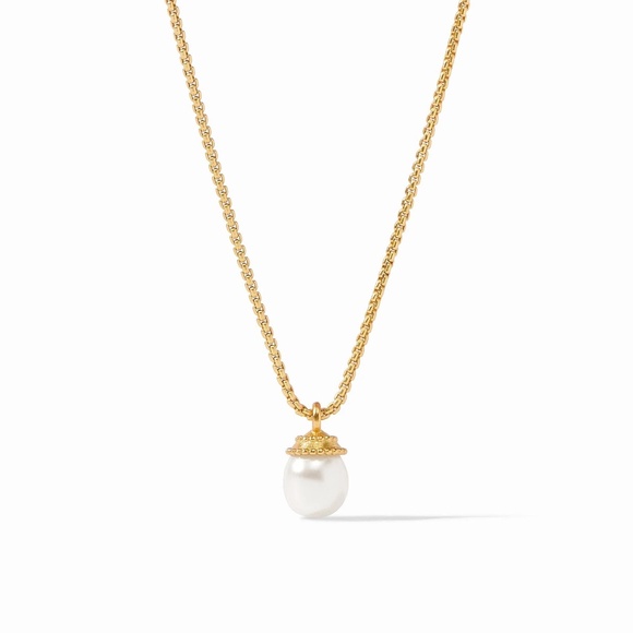 NWT Julie Vos Noel Pearl Gold Plated Solitaire Necklace